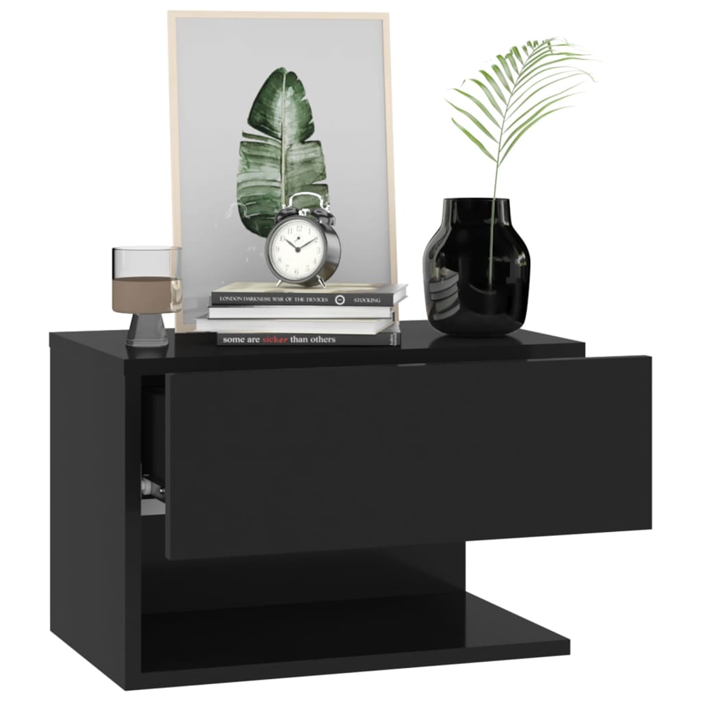 vidaXL Wall-mounted Bedside Cabinet Black