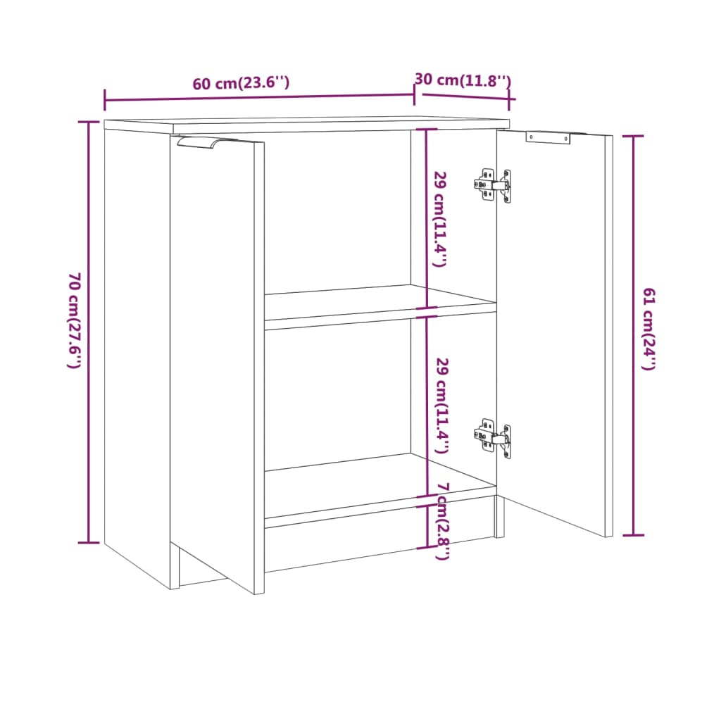 vidaXL Sideboard Black 60x30x70 cm Engineered Wood