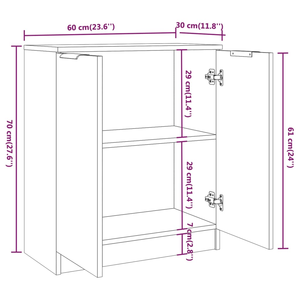 vidaXL Sideboard Black 60x30x70 cm Engineered Wood