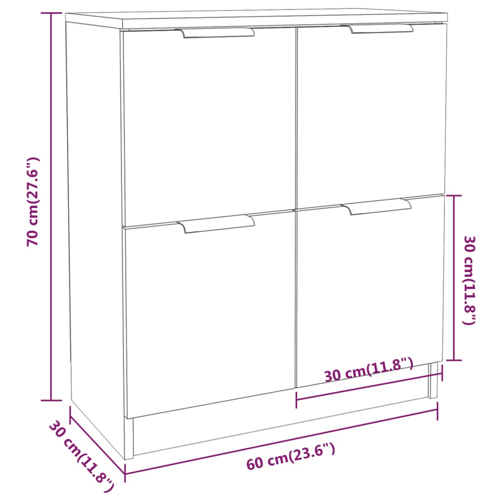 vidaXL Sideboard Black 60x30x70 cm Engineered Wood