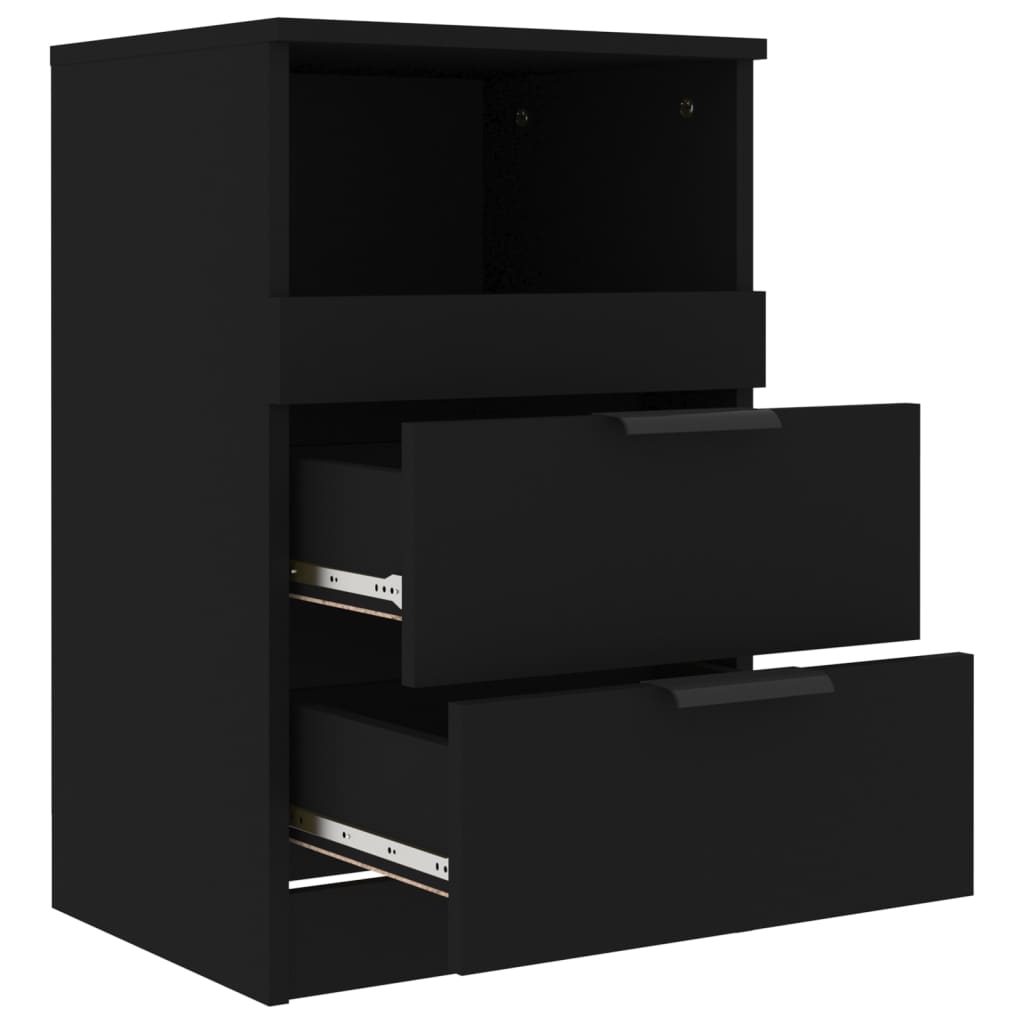 vidaXL Bedside Cabinet Black Engineered Wood