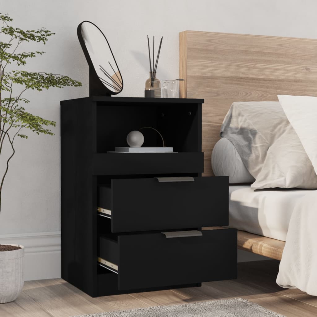 vidaXL Bedside Cabinet Black Engineered Wood