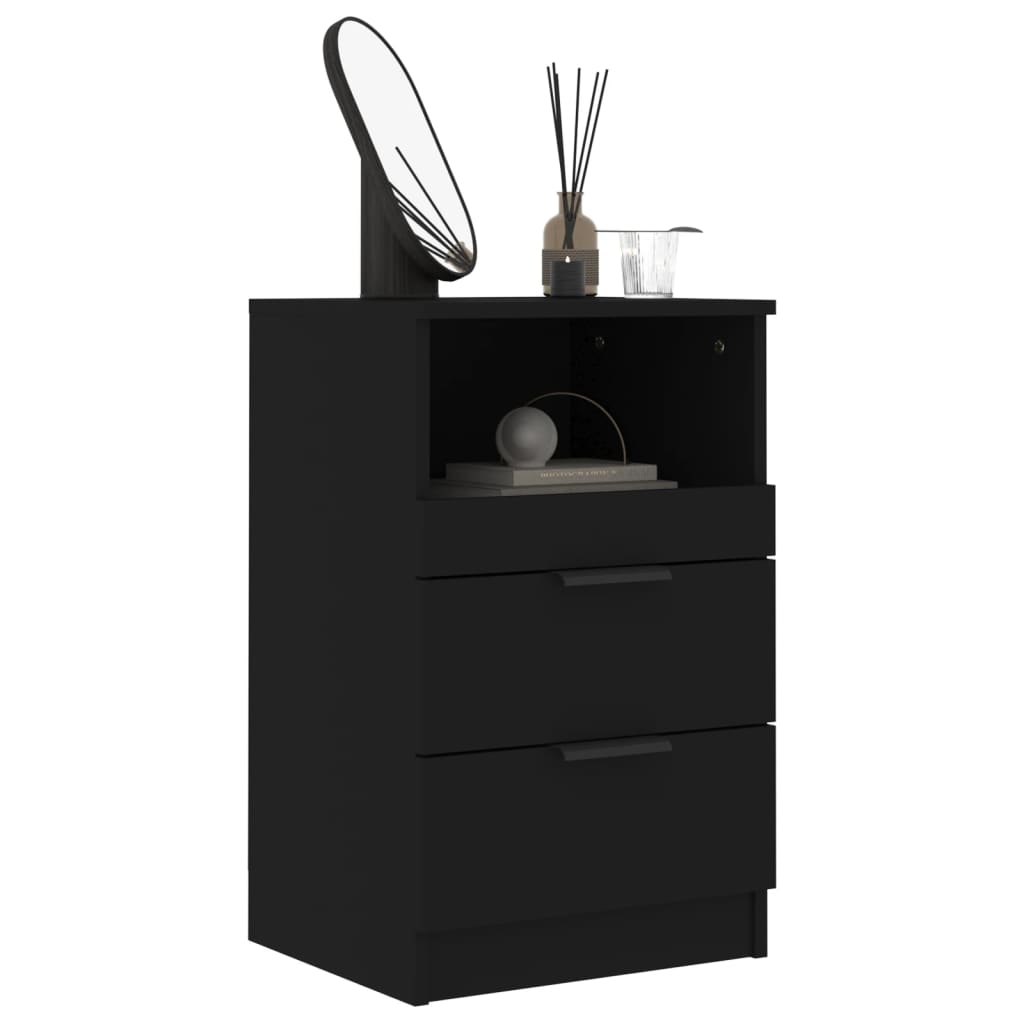 vidaXL Bedside Cabinet Black Engineered Wood