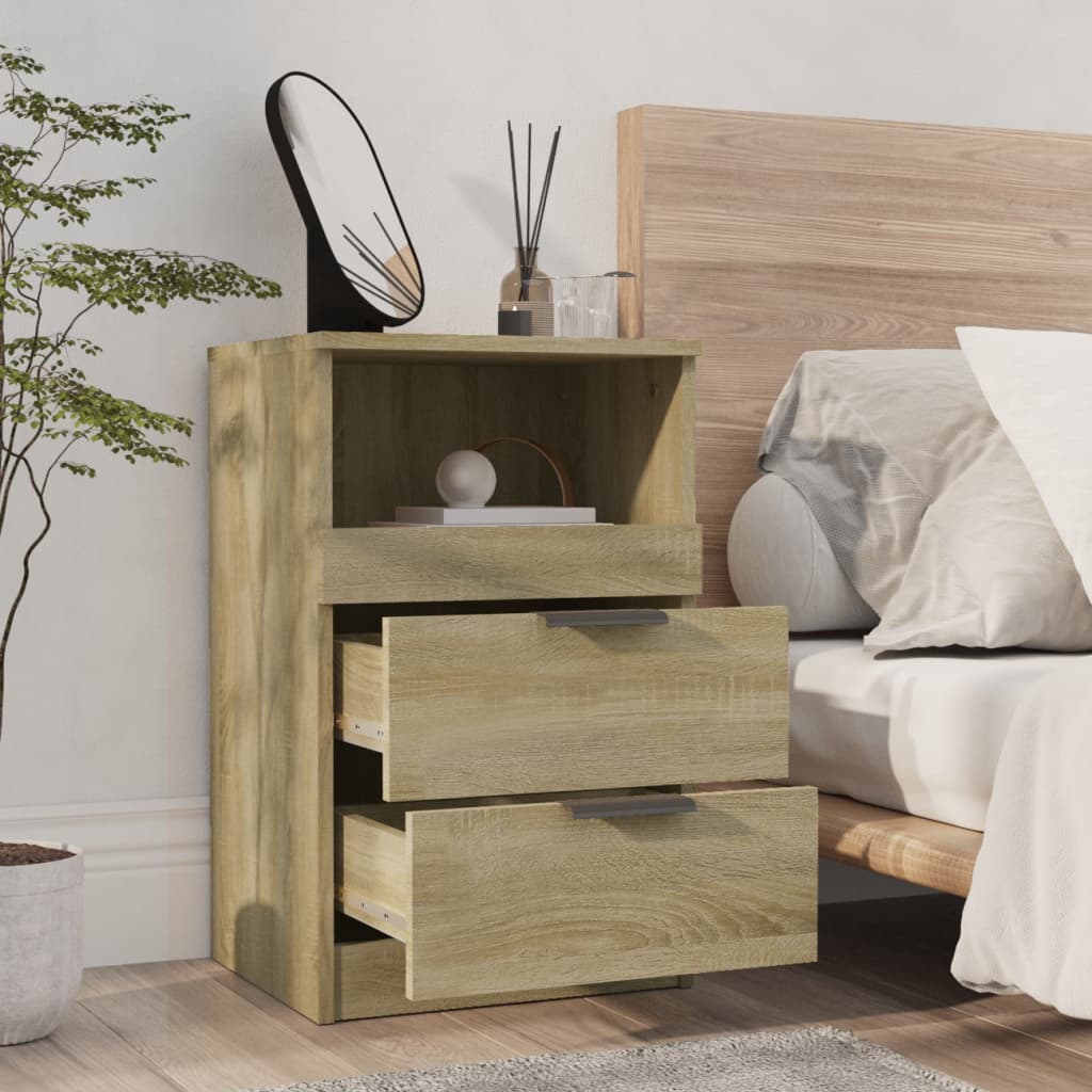 vidaXL Bedside Cabinet Black Engineered Wood