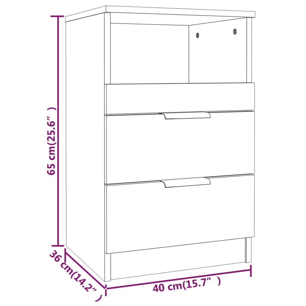 vidaXL Bedside Cabinet Black Engineered Wood