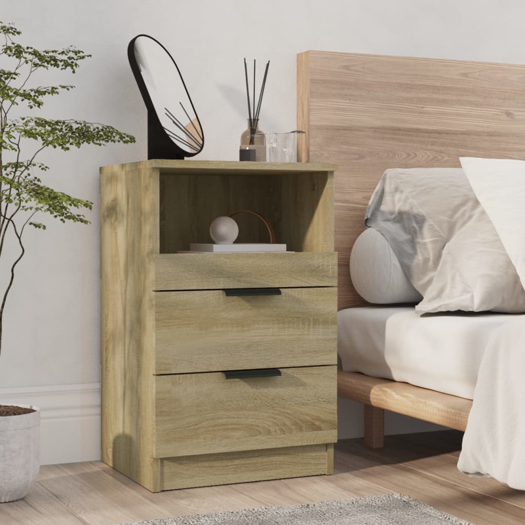 vidaXL Bedside Cabinet Black Engineered Wood