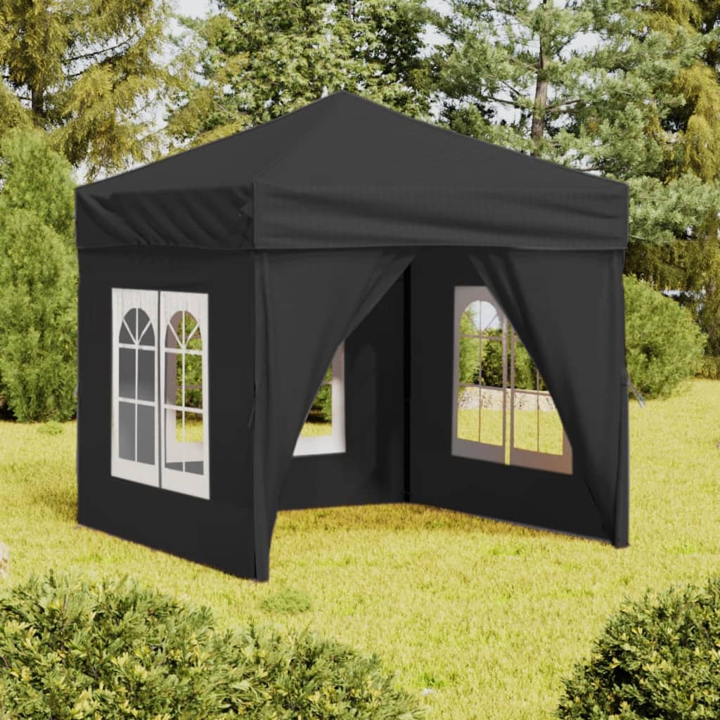 vidaXL Folding Party Tent with Sidewalls Anthracite 3x3 m