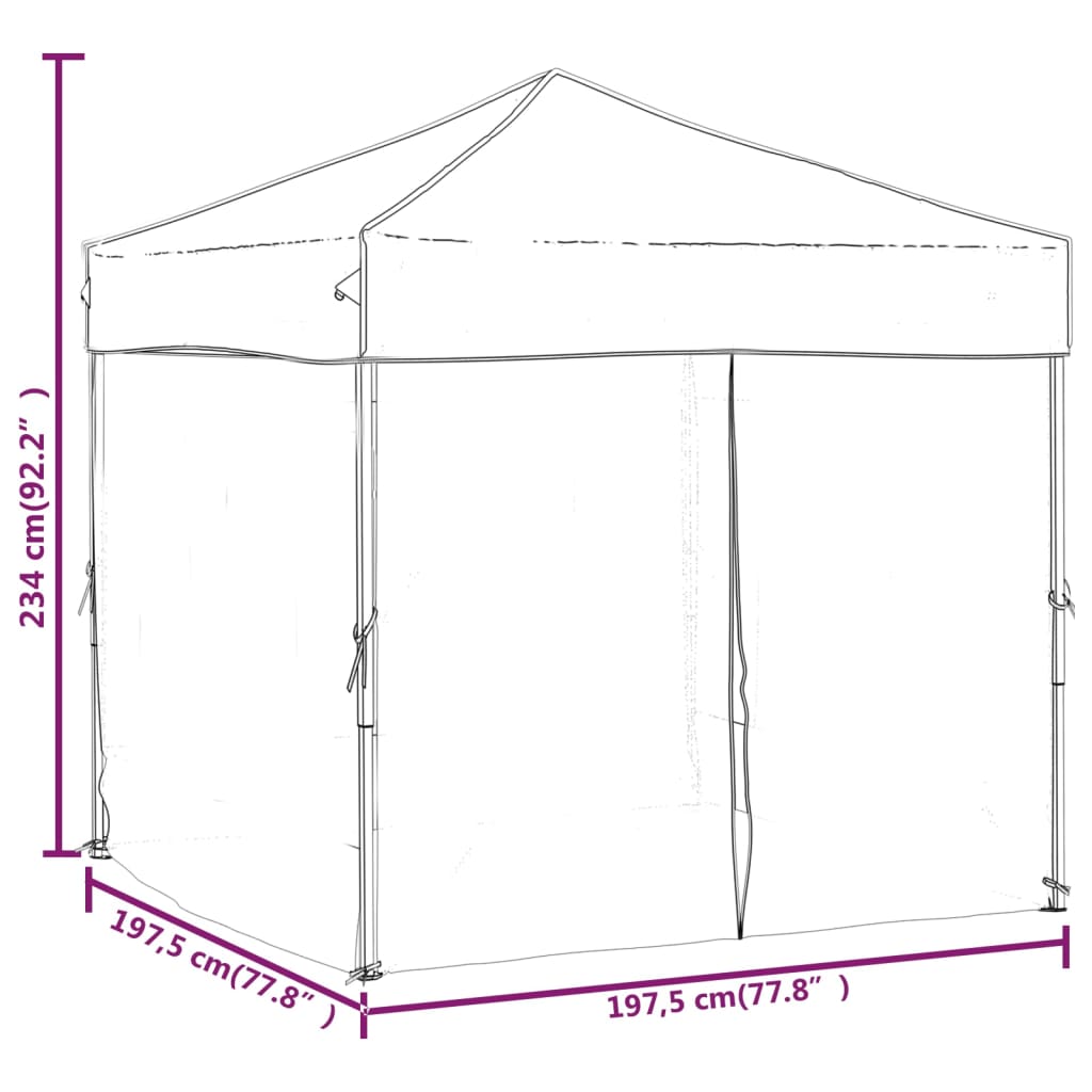 vidaXL Folding Party Tent with Sidewalls Anthracite 3x3 m