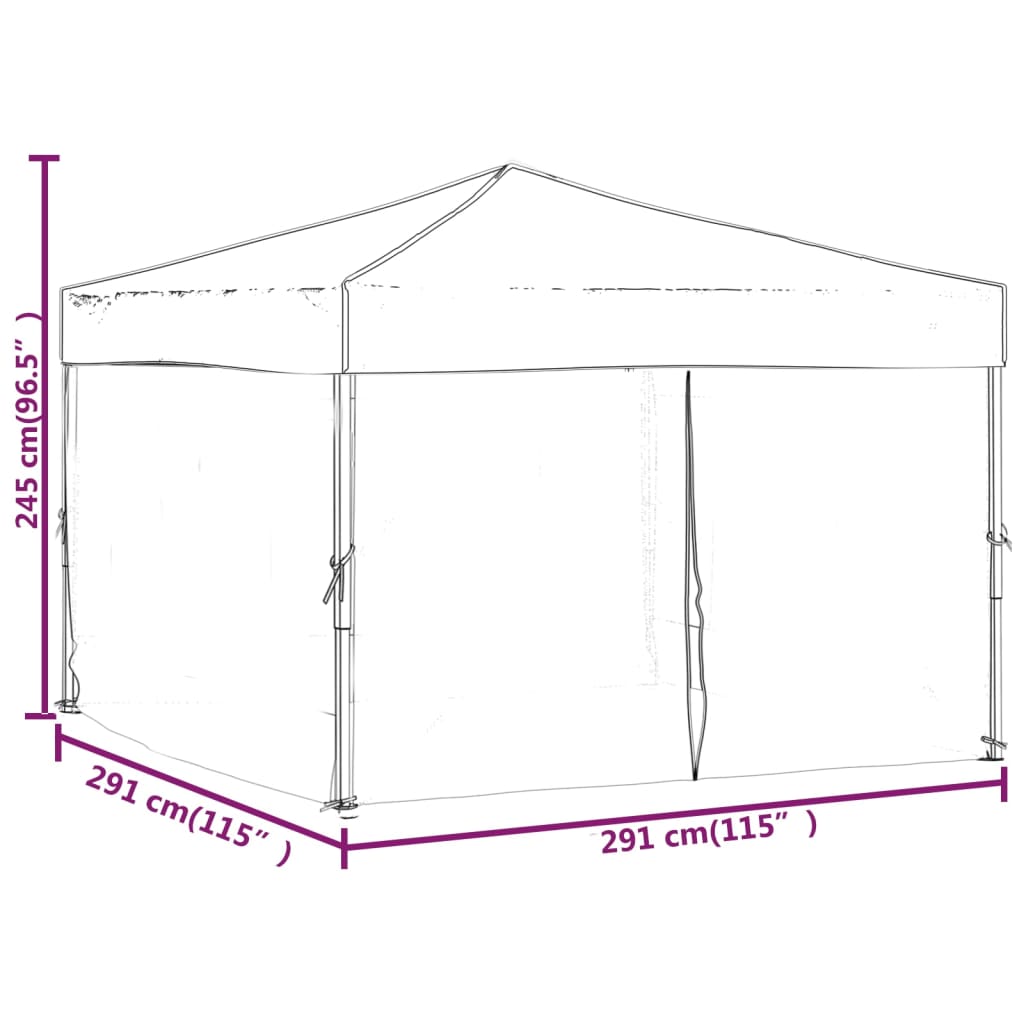 vidaXL Folding Party Tent with Sidewalls Anthracite 3x3 m