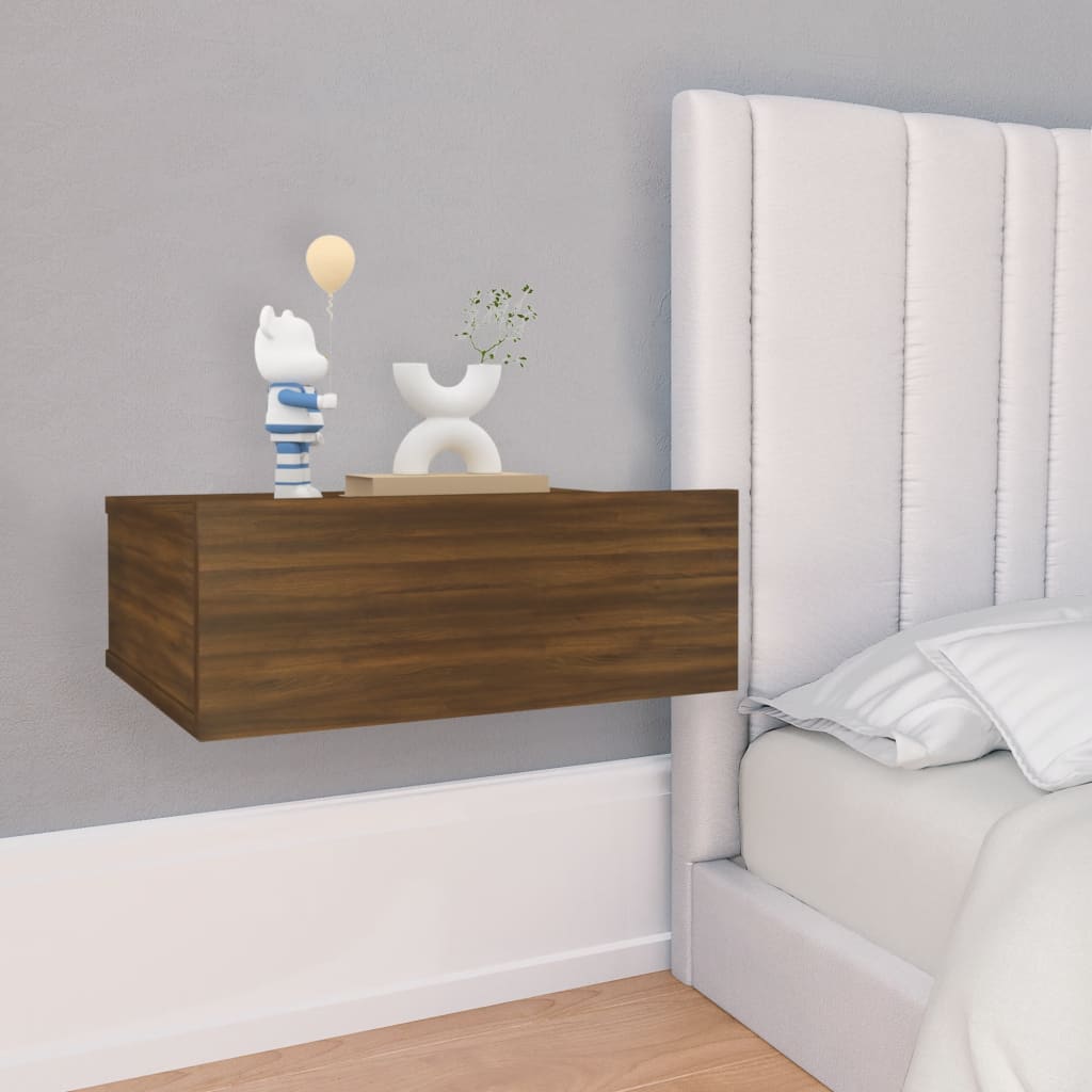 vidaXL Floating Nightstand 2 pcs Brown Oak 40x31x27 cm Engineered Wood