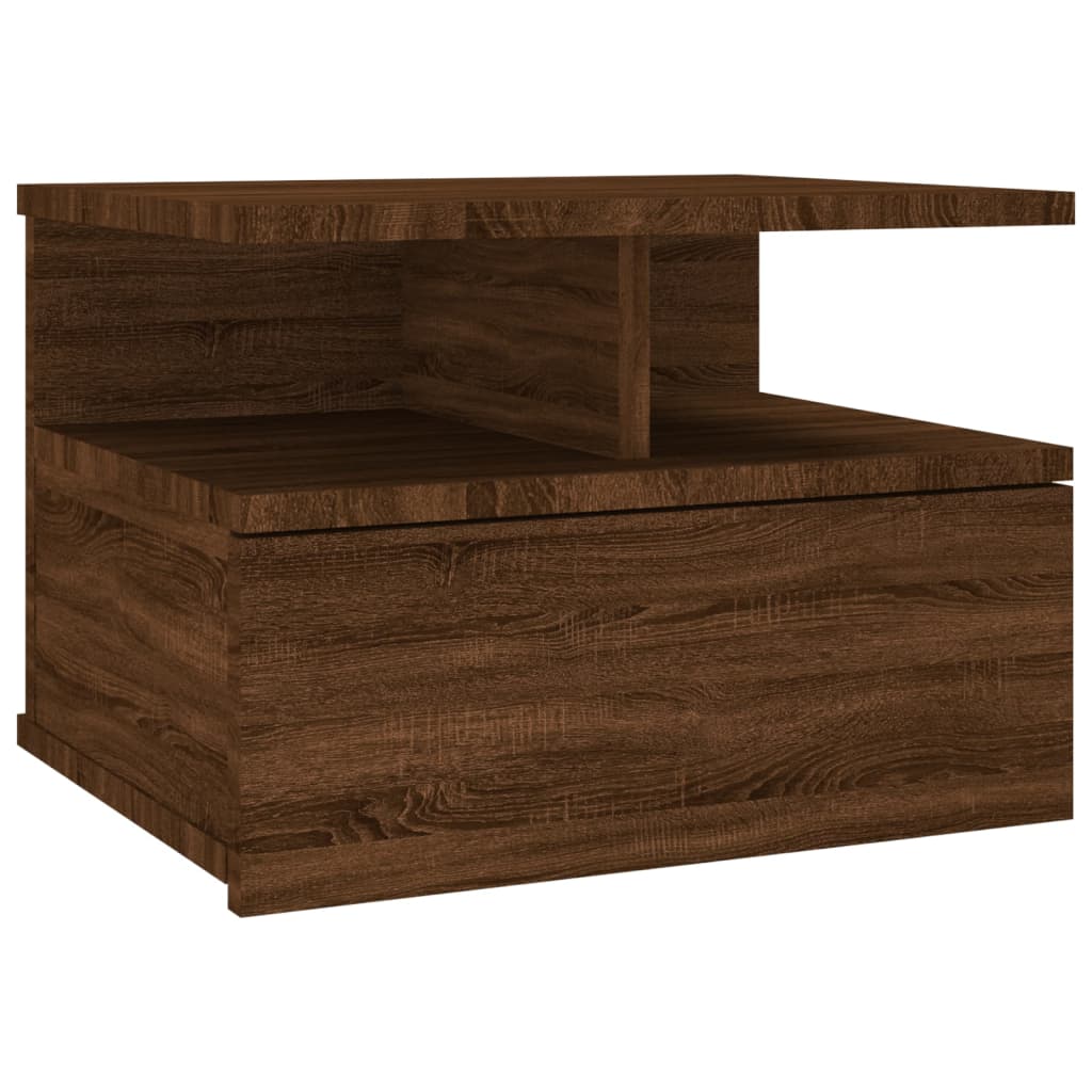 vidaXL Floating Nightstand 2 pcs Brown Oak 40x31x27 cm Engineered Wood