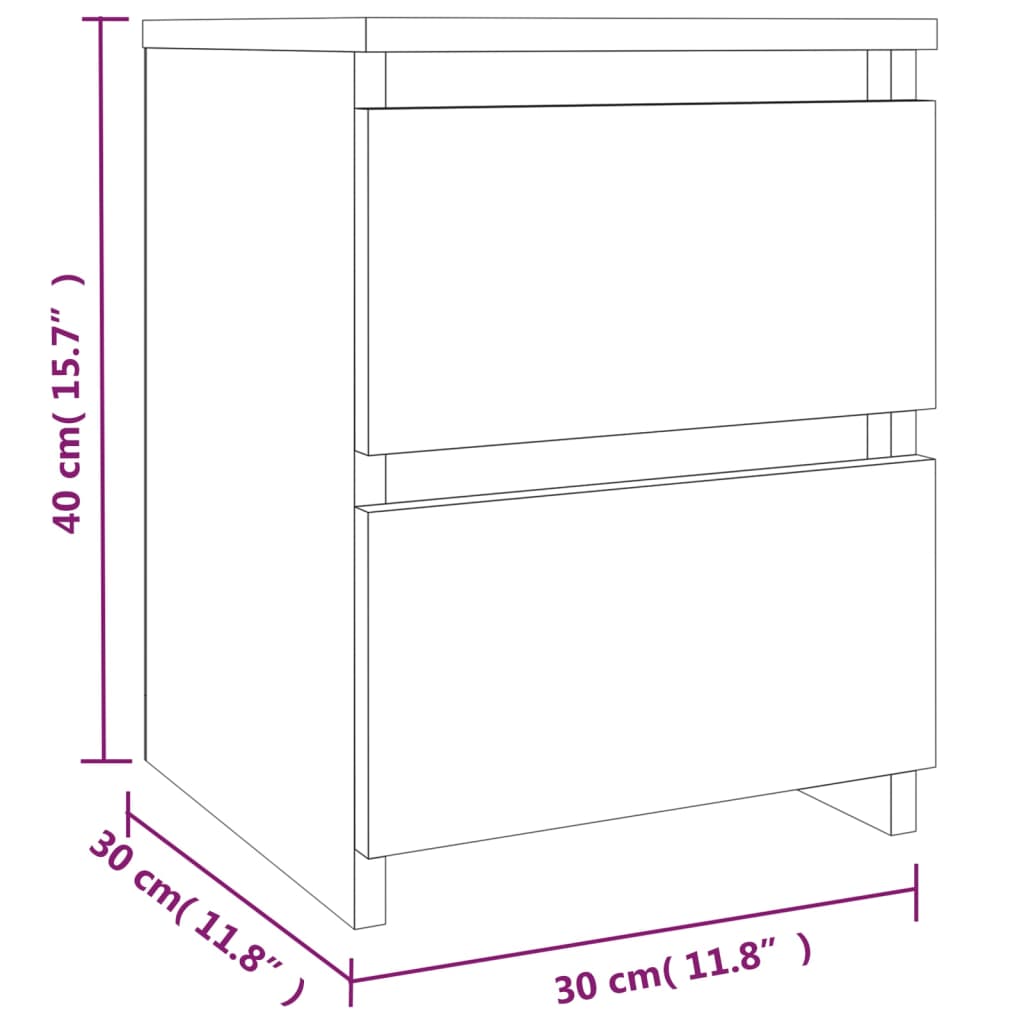 vidaXL Bedside Cabinets 2 pcs Grey Sonoma 30x30x40 cm Engineered Wood