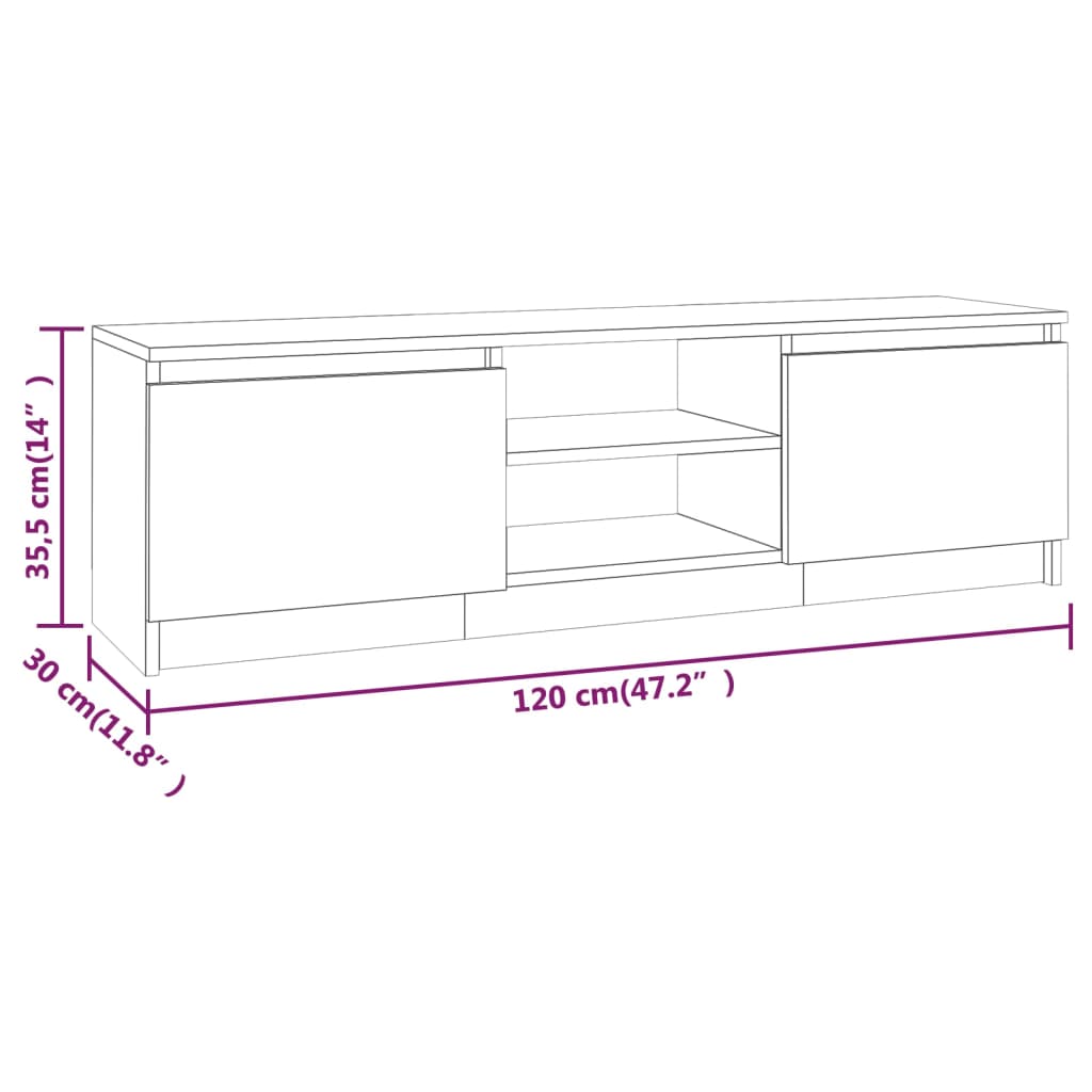 vidaXL TV Cabinet Smoked Oak 120x30x35.5 cm Engineered Wood