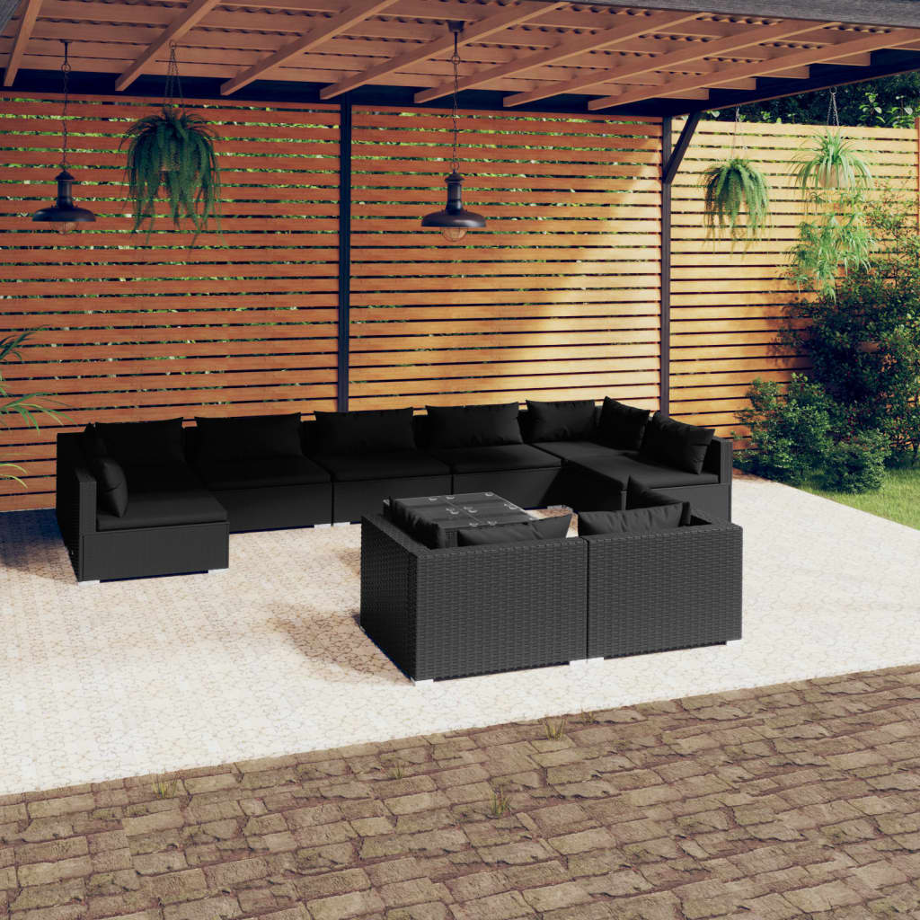 vidaXL 4 Piece Garden Lounge Set with Cushions Brown Poly Rattan