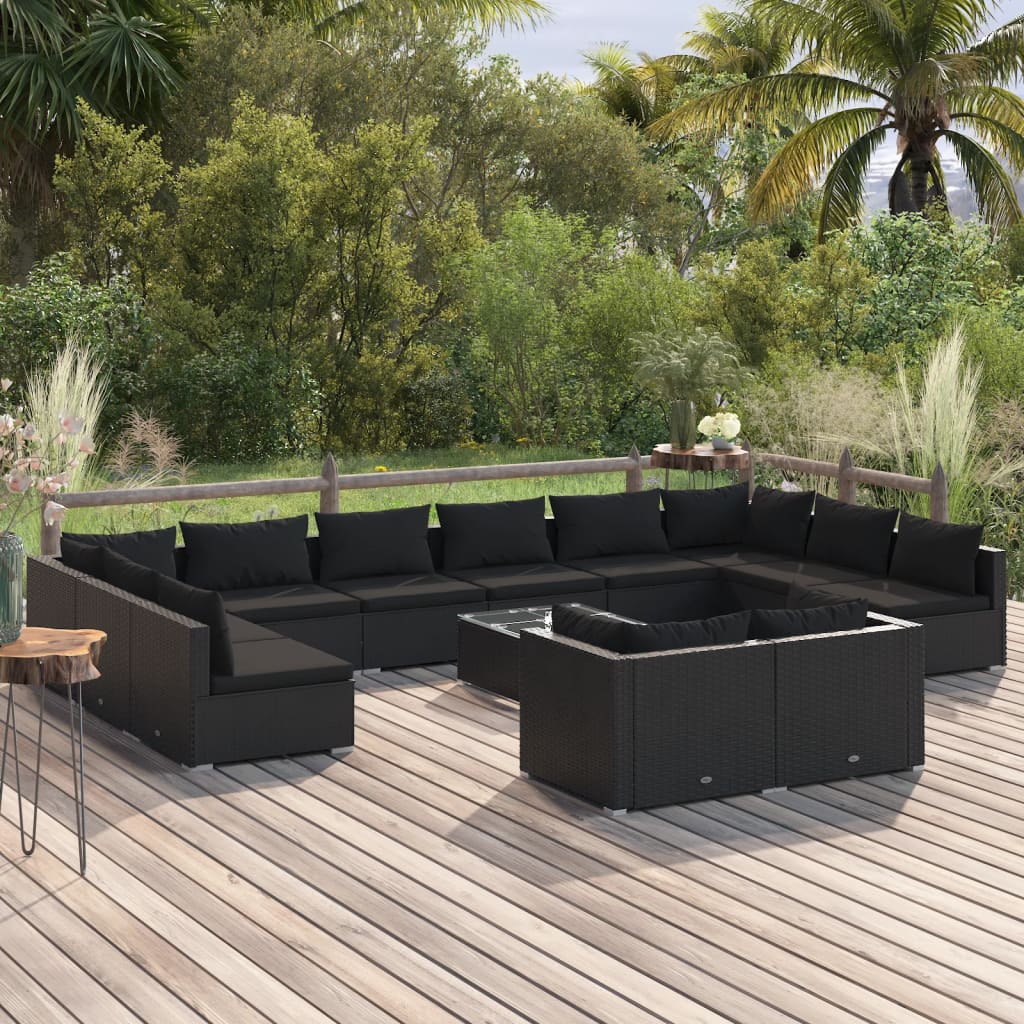 vidaXL 4 Piece Garden Lounge Set with Cushions Brown Poly Rattan