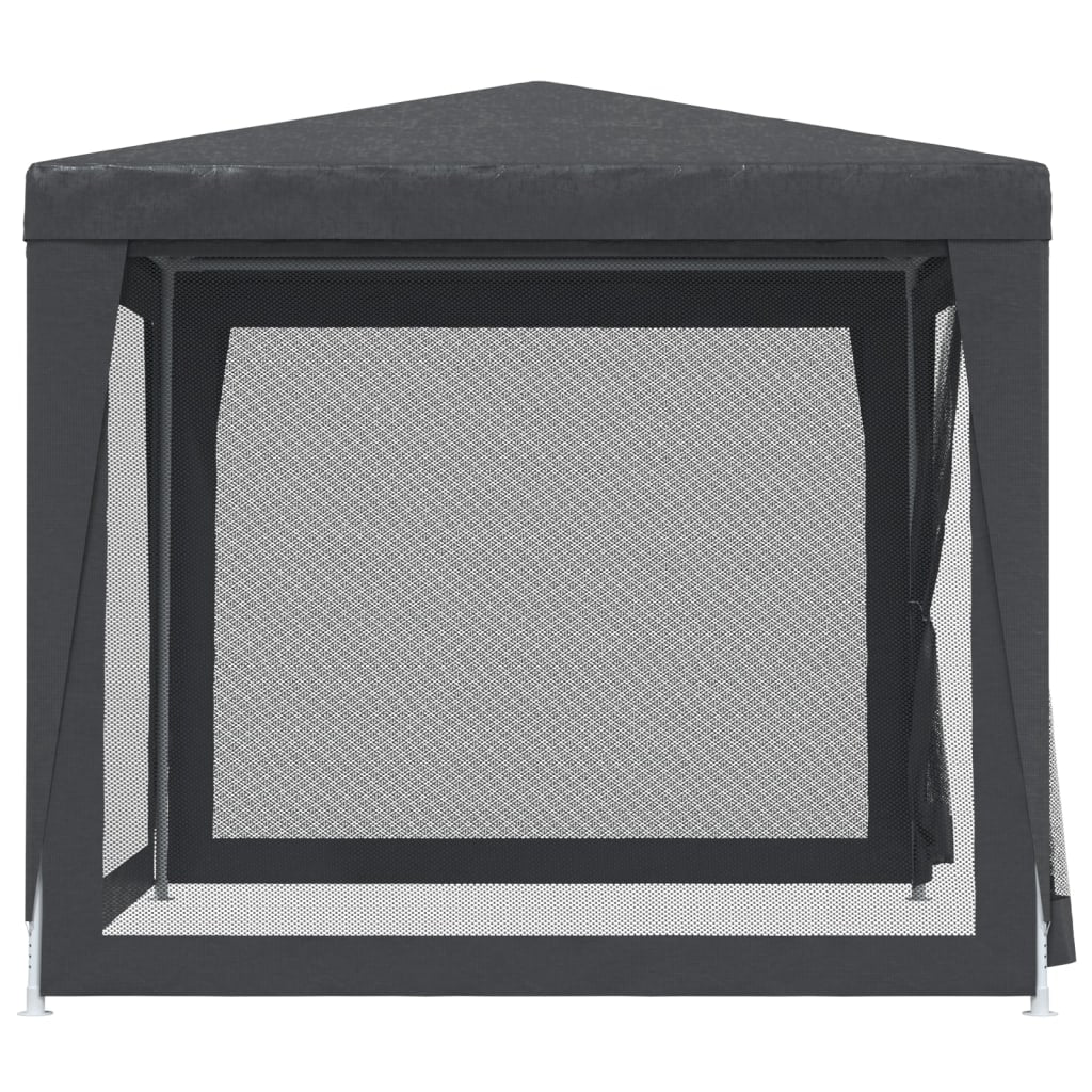 vidaXL Party Tent with 4 Mesh Sidewalls Anthracite 4x4 m HDPE