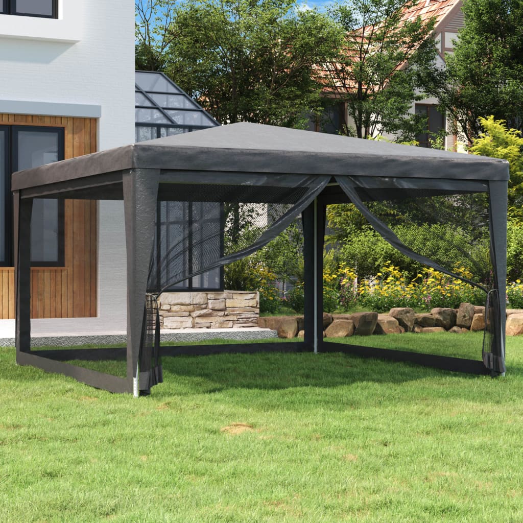 Party Tent with 4 Mesh Sidewalls Anthracite 2x2 m HDPE
