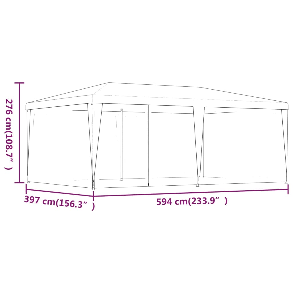 vidaXL Party Tent with 6 Mesh Sidewalls Anthracite 3x6 m HDPE