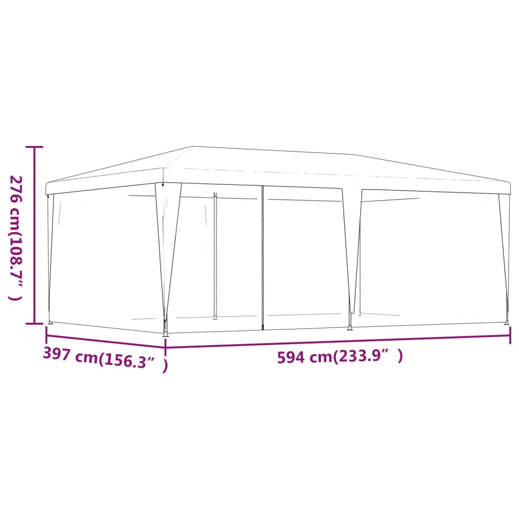 vidaXL Party Tent with 6 Mesh Sidewalls Anthracite 3x6 m HDPE