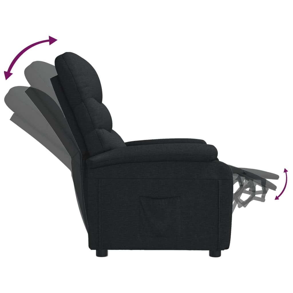 vidaXL Recliner Chair Black Fabric