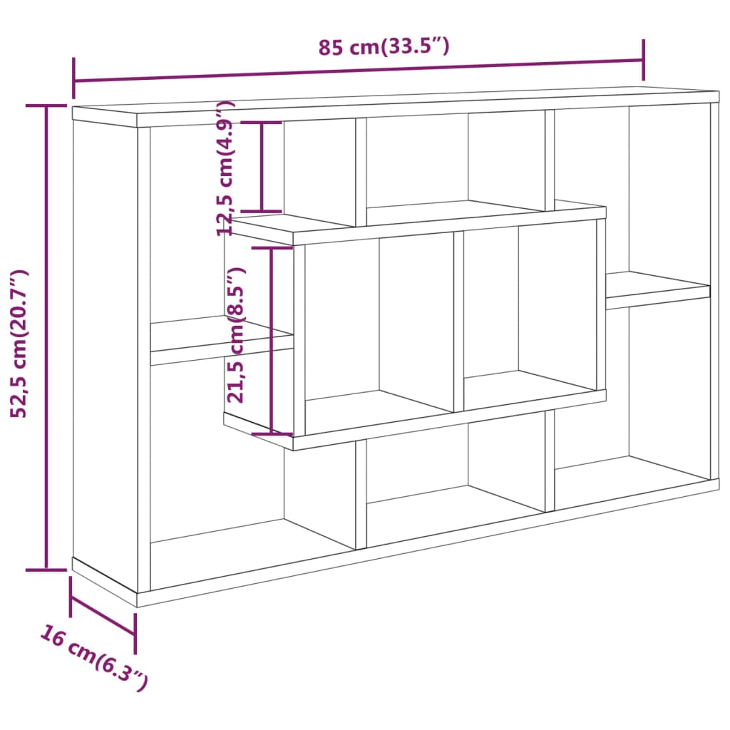 Wall Shelf  85x16x52.5 cm Engineered Wood