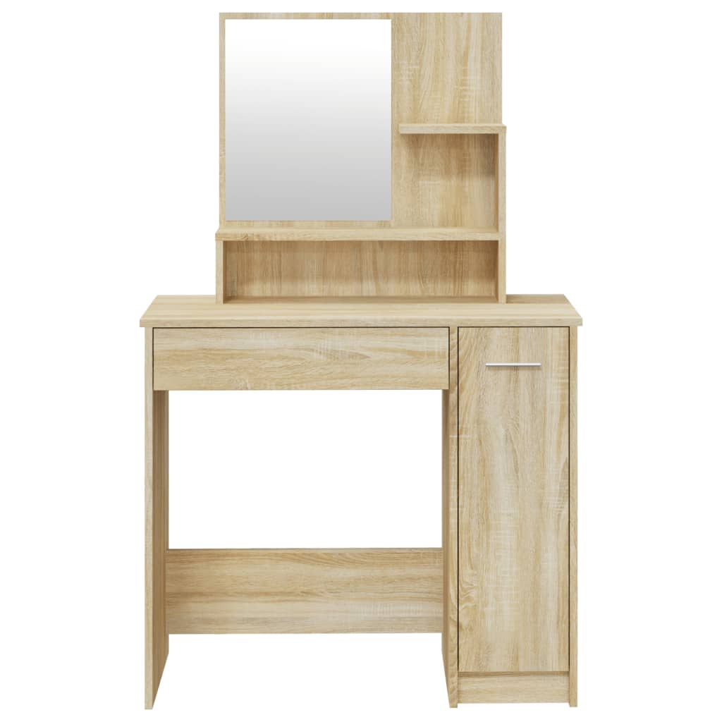 vidaXL Dressing Table with Mirror Sonoma Oak 86.5x35x136 cm