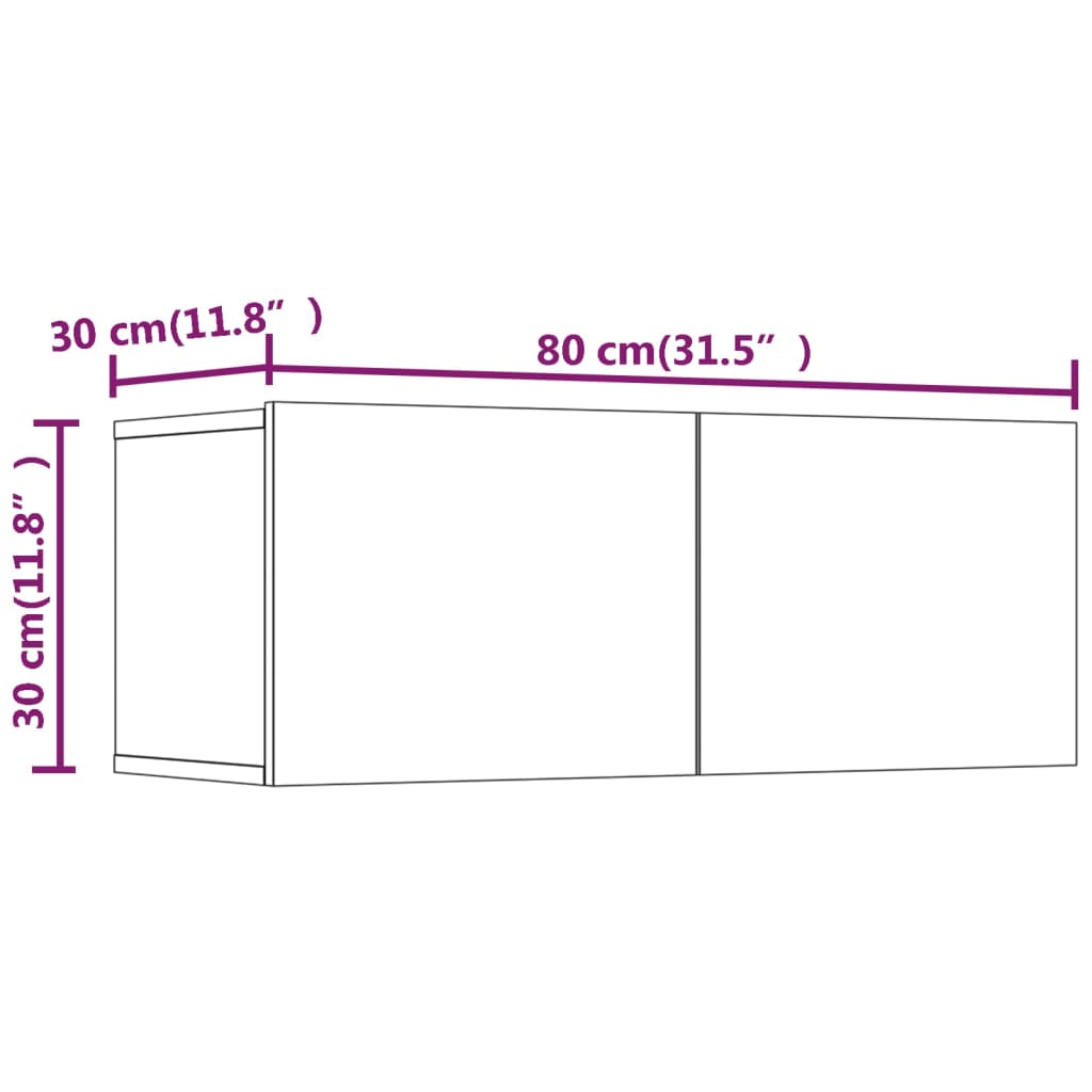 vidaXL TV Cabinets 2 pcs Black 80x30x30 cm Engineered Wood