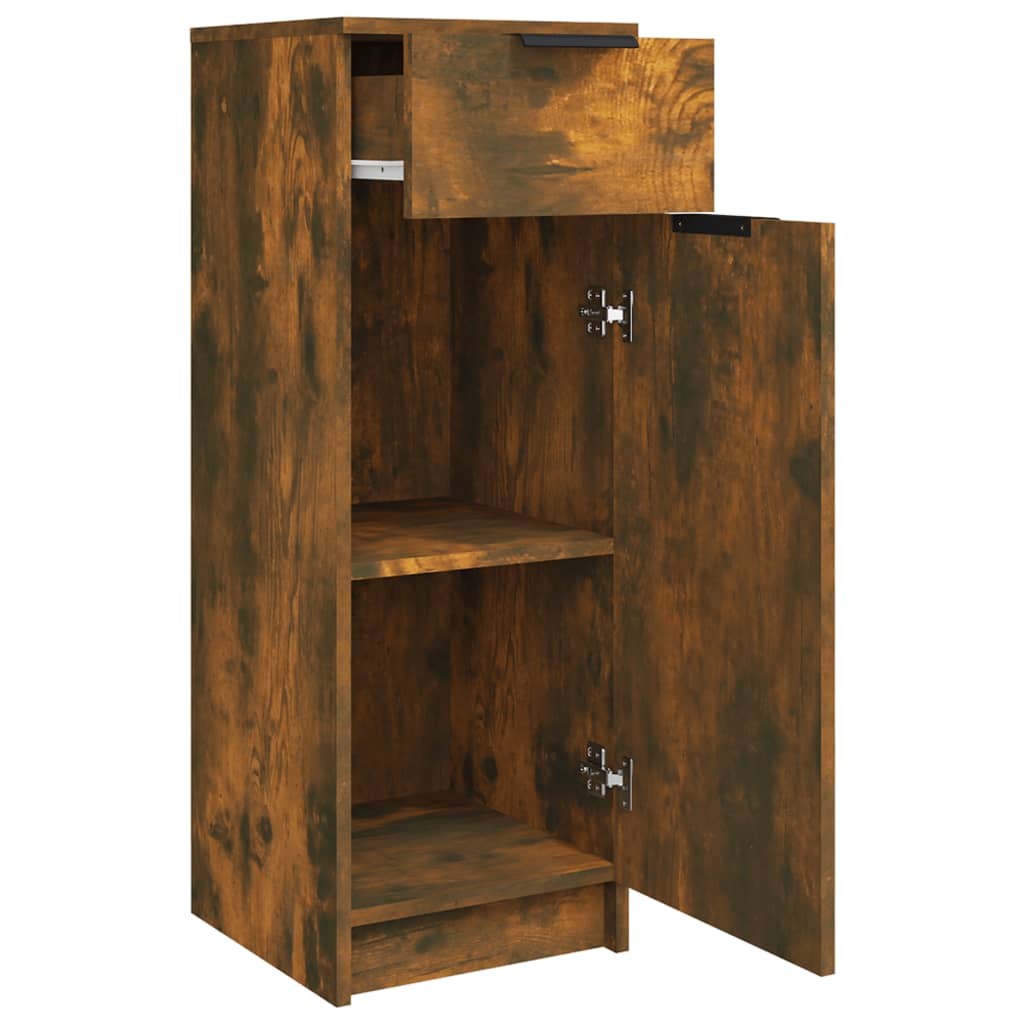 vidaXL Bathroom Cabinet Smoked Oak 32x34x90 cm Engineered Wood