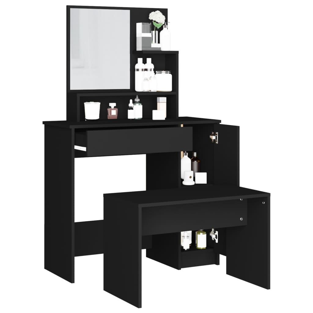 vidaXL Dressing Table Set Black 86.5x35x136 cm