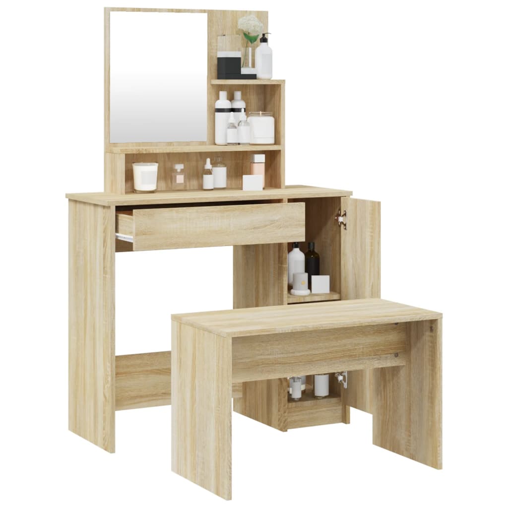 vidaXL Dressing Table Set Sonoma Oak 86.5x35x136 cm