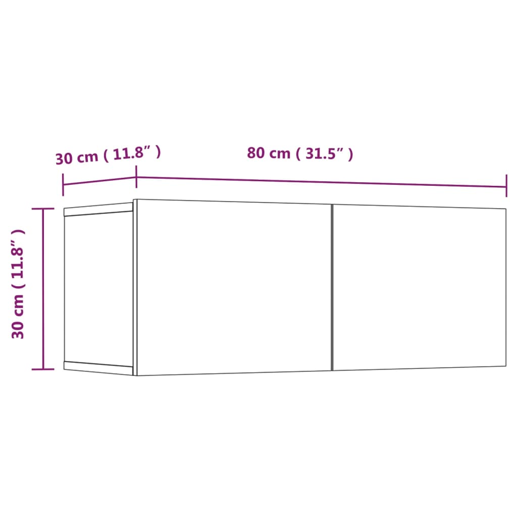 vidaXL TV Cabinets 4 pcs Black 80x30x30 cm Engineered Wood