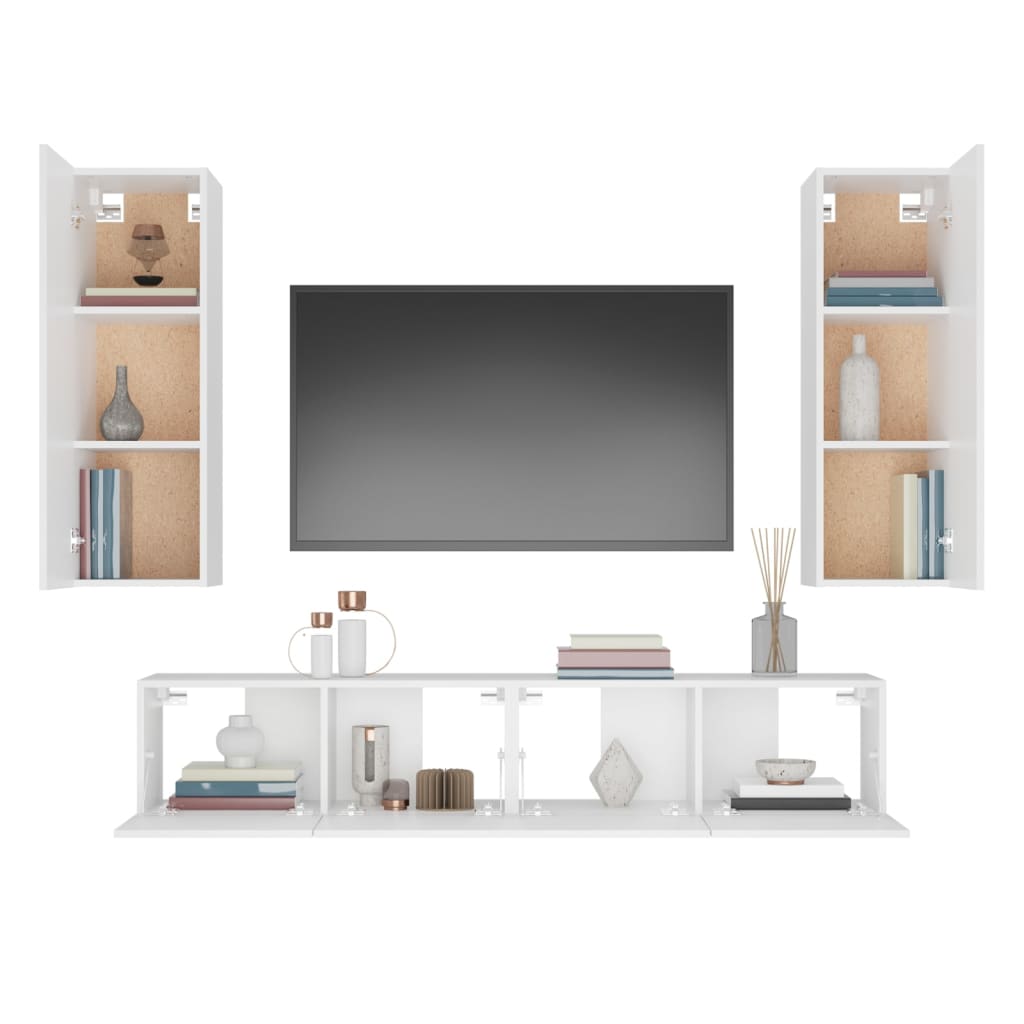 vidaXL 7 Piece TV Cabinet Set Black Engineered Wood