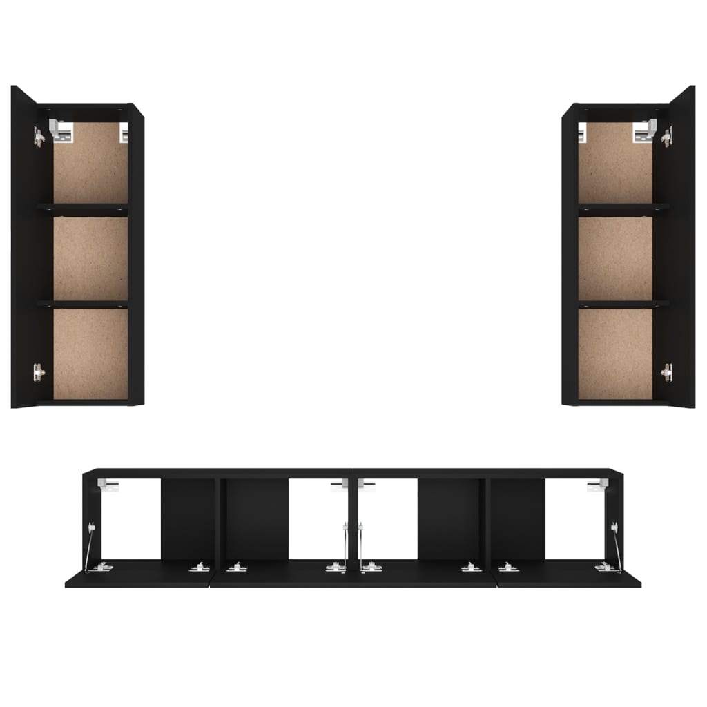 vidaXL 7 Piece TV Cabinet Set Black Engineered Wood