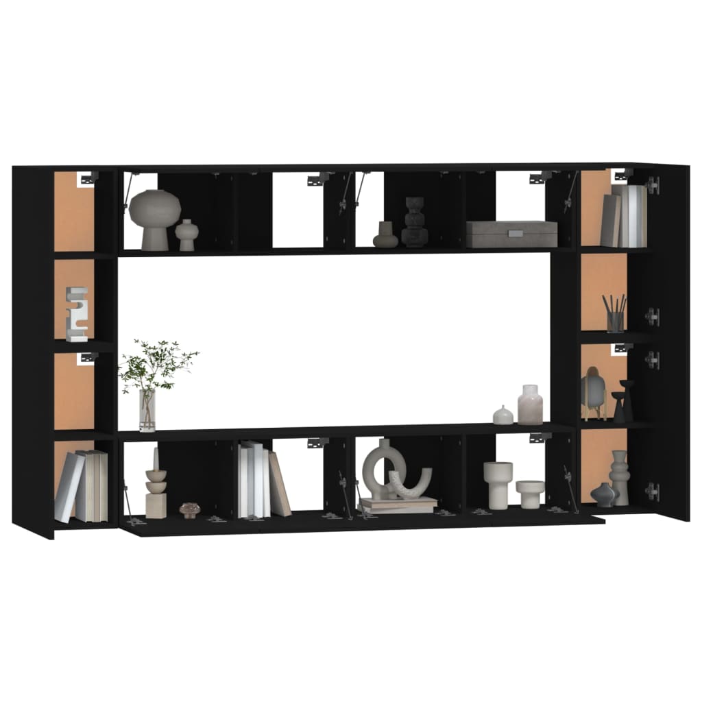 vidaXL 7 Piece TV Cabinet Set Black Engineered Wood