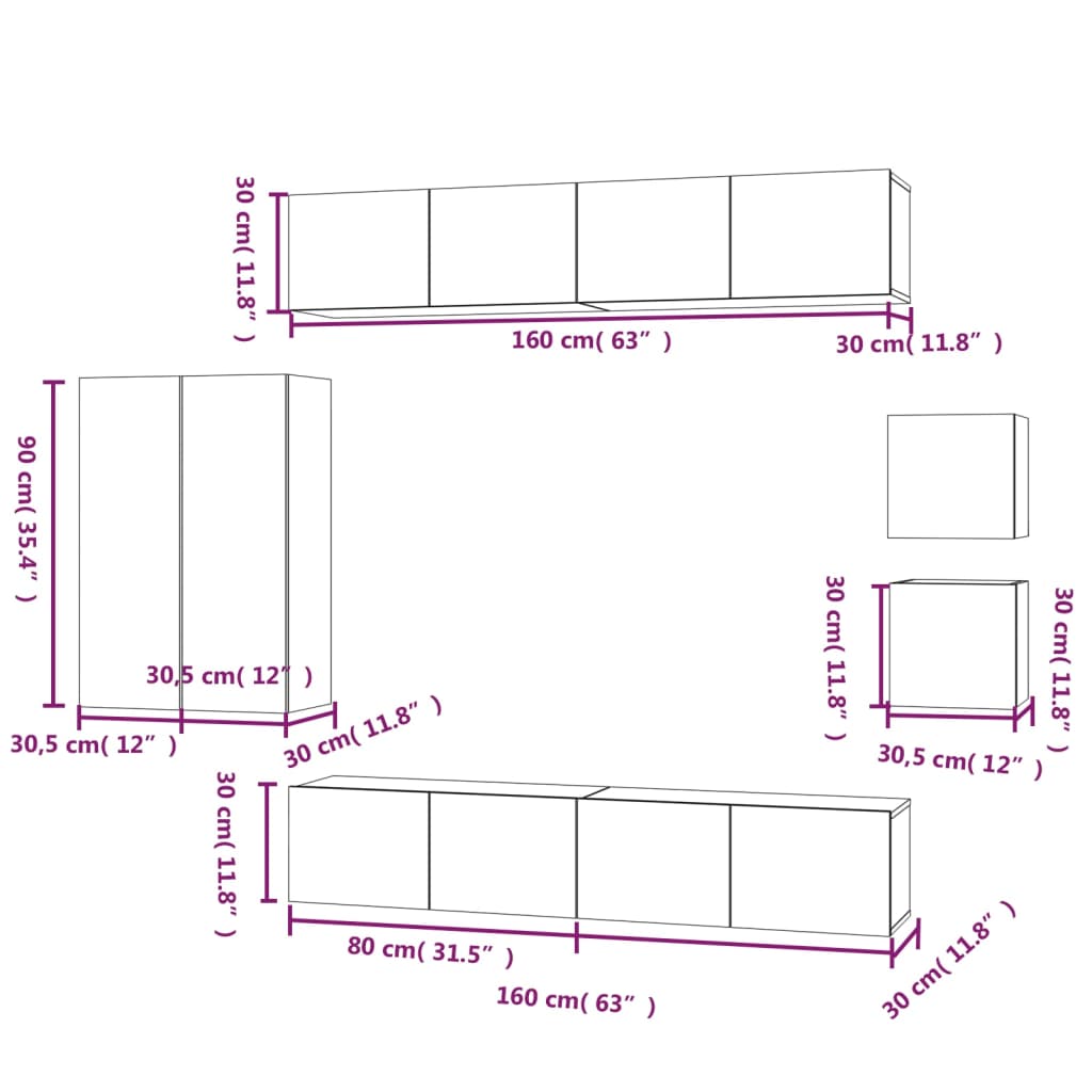 vidaXL 3 Piece TV Cabinet Set Black Engineered Wood