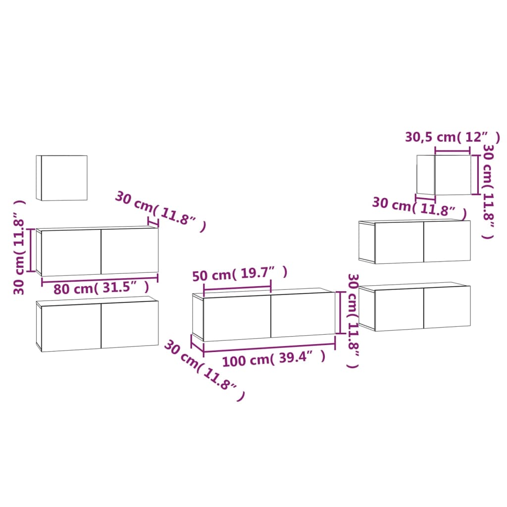 vidaXL 3 Piece TV Cabinet Set Black Engineered Wood