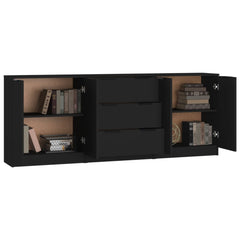 vidaXL Sideboards 2 pcs Black 60x30x70 cm Engineered Wood