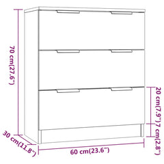 vidaXL Sideboards 2 pcs Black 60x30x70 cm Engineered Wood