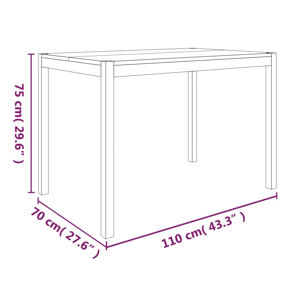 vidaXL Dining Table 110x70x75 cm Solid Wood Acacia