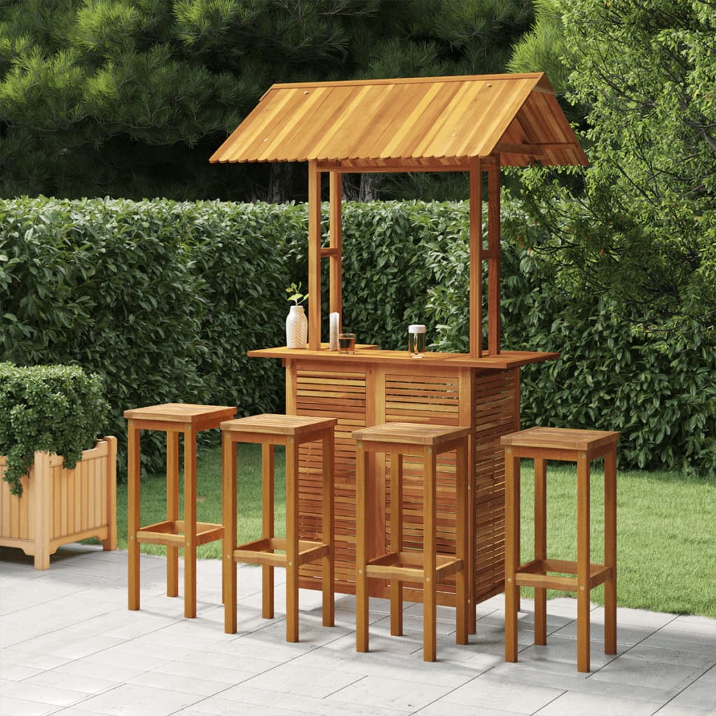 vidaXL 5 Piece Garden Bar Set Solid Wood Acacia