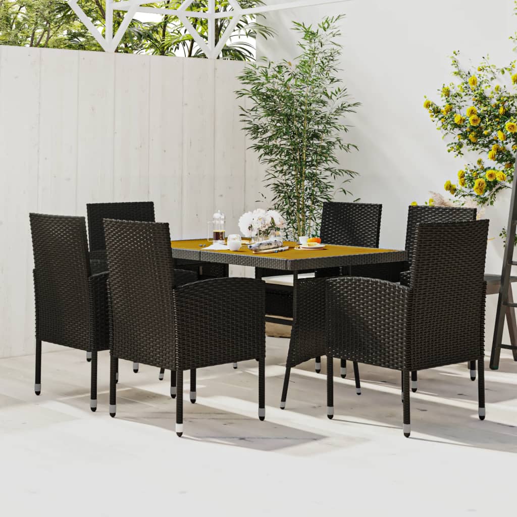 vidaXL 5 Piece Outdoor Dining Set Poly Rattan Black