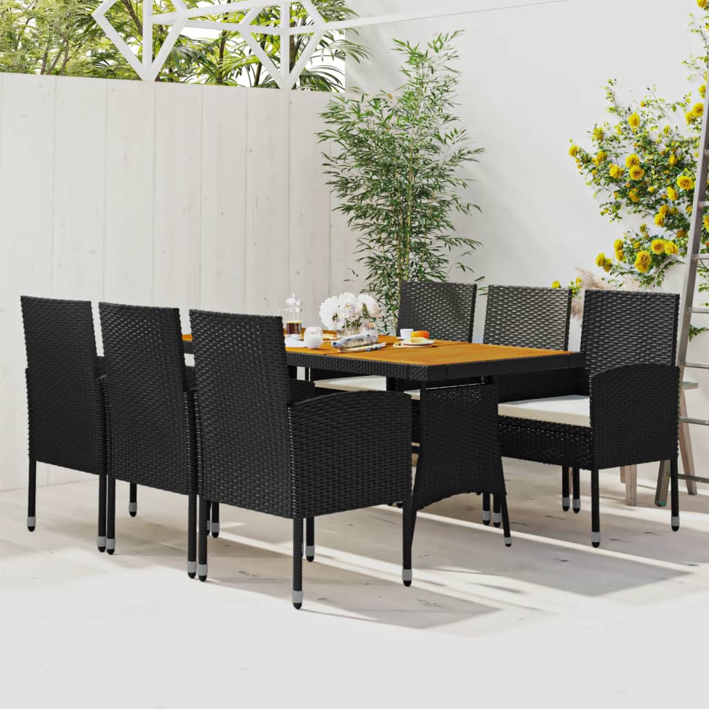 vidaXL 5 Piece Outdoor Dining Set Poly Rattan Black