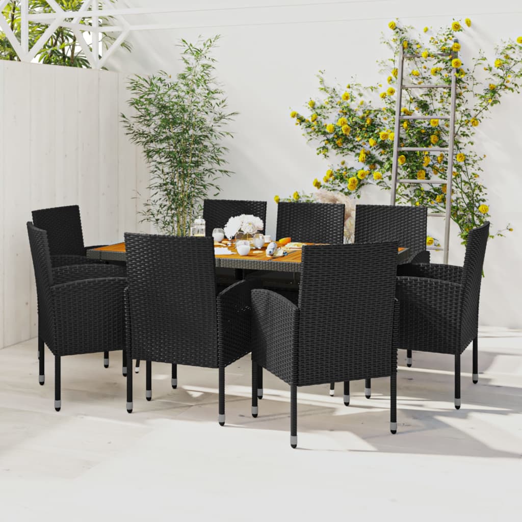 vidaXL 5 Piece Outdoor Dining Set Poly Rattan Black