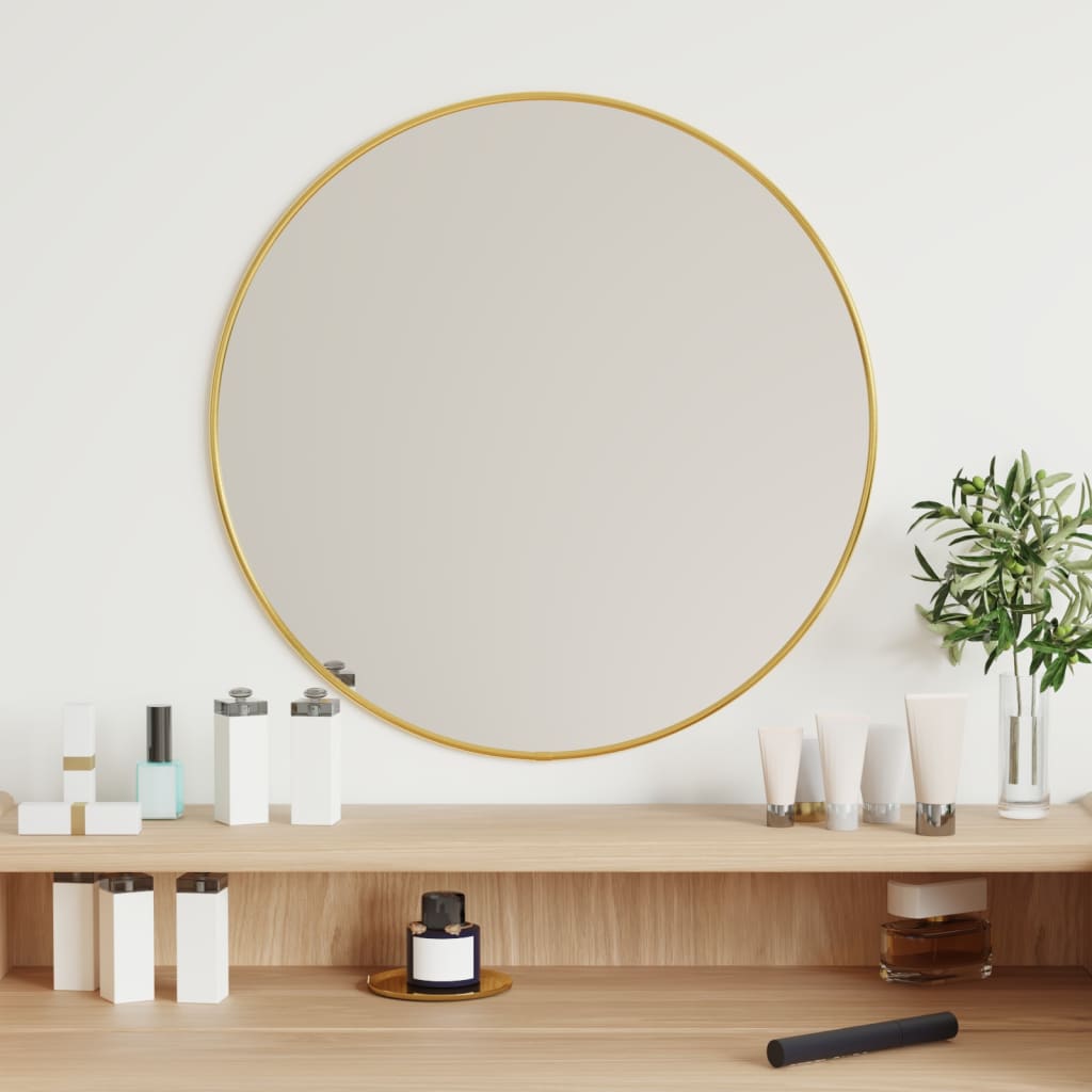 vidaXL Wall Mirror Black Ø 40 cm Round