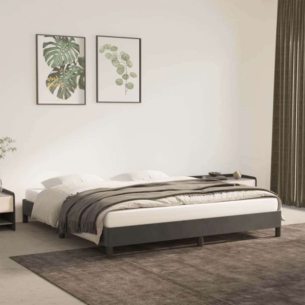 vidaXL Bed Frame without Mattress Dark Grey 180x200 cm Super King Velvet