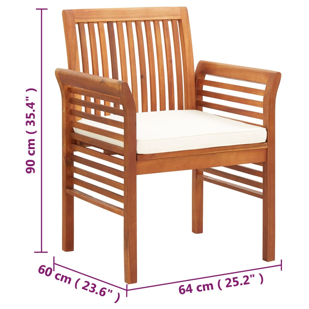 vidaXL Garden Dining Chairs with Cushions 8 pcs Solid Wood Acacia