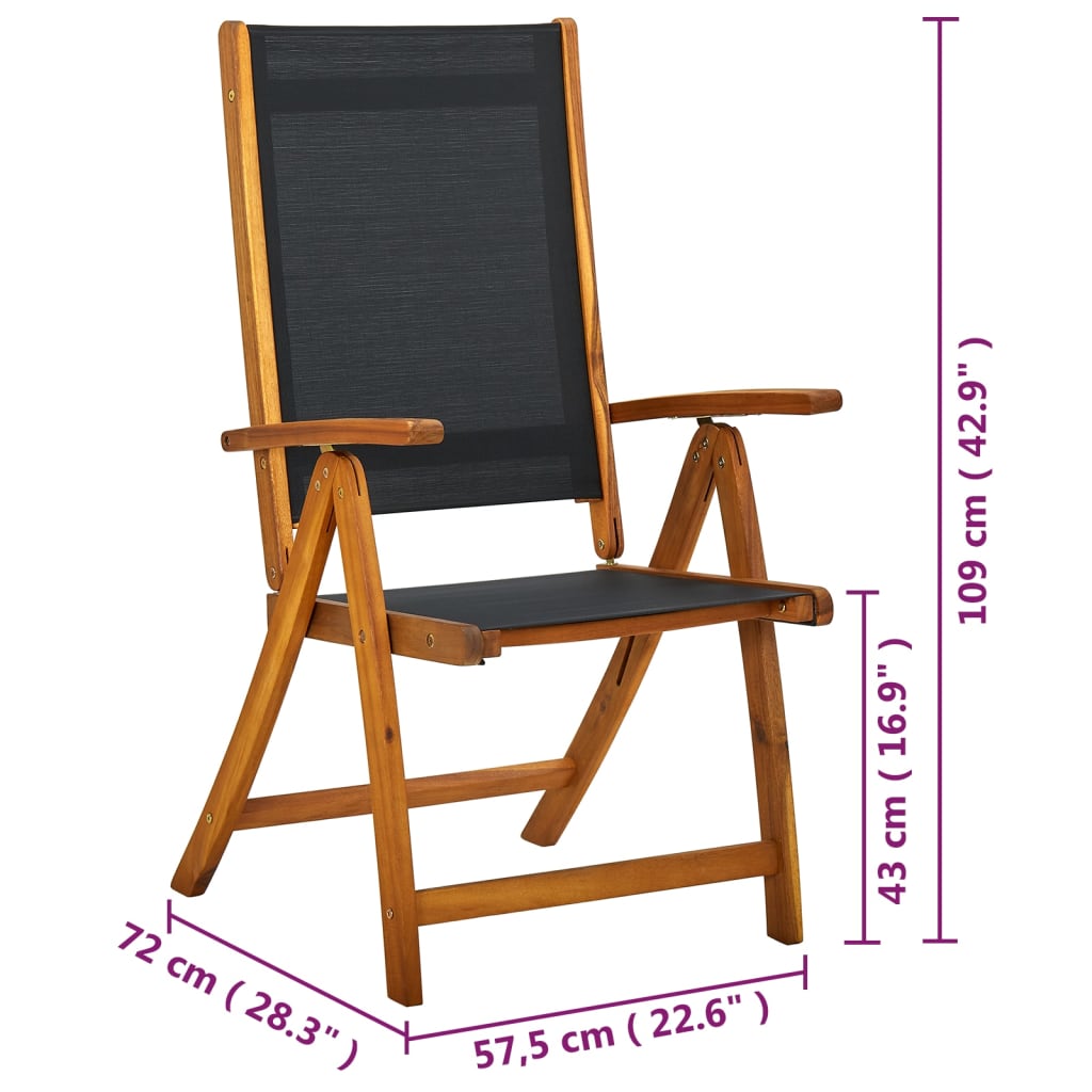 vidaXL Folding Garden Chairs 8 pcs Solid Wood Acacia and Textilene