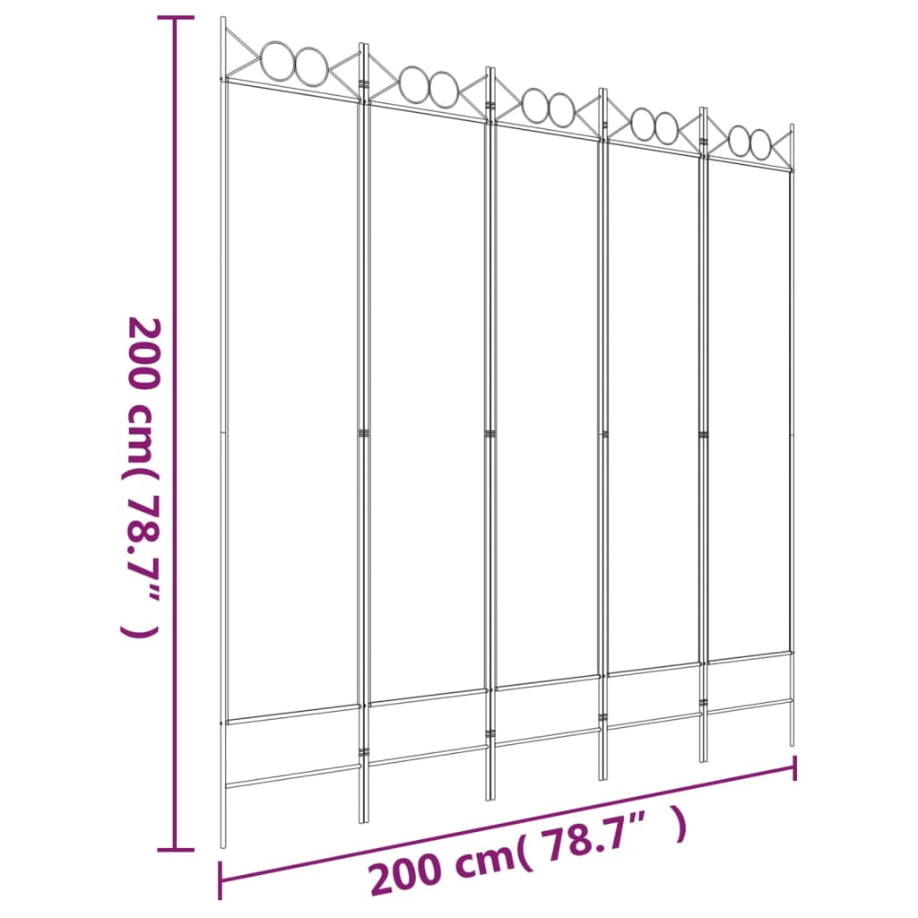 vidaXL 5-Panel Room Divider Anthracite 200x220 cm Fabric