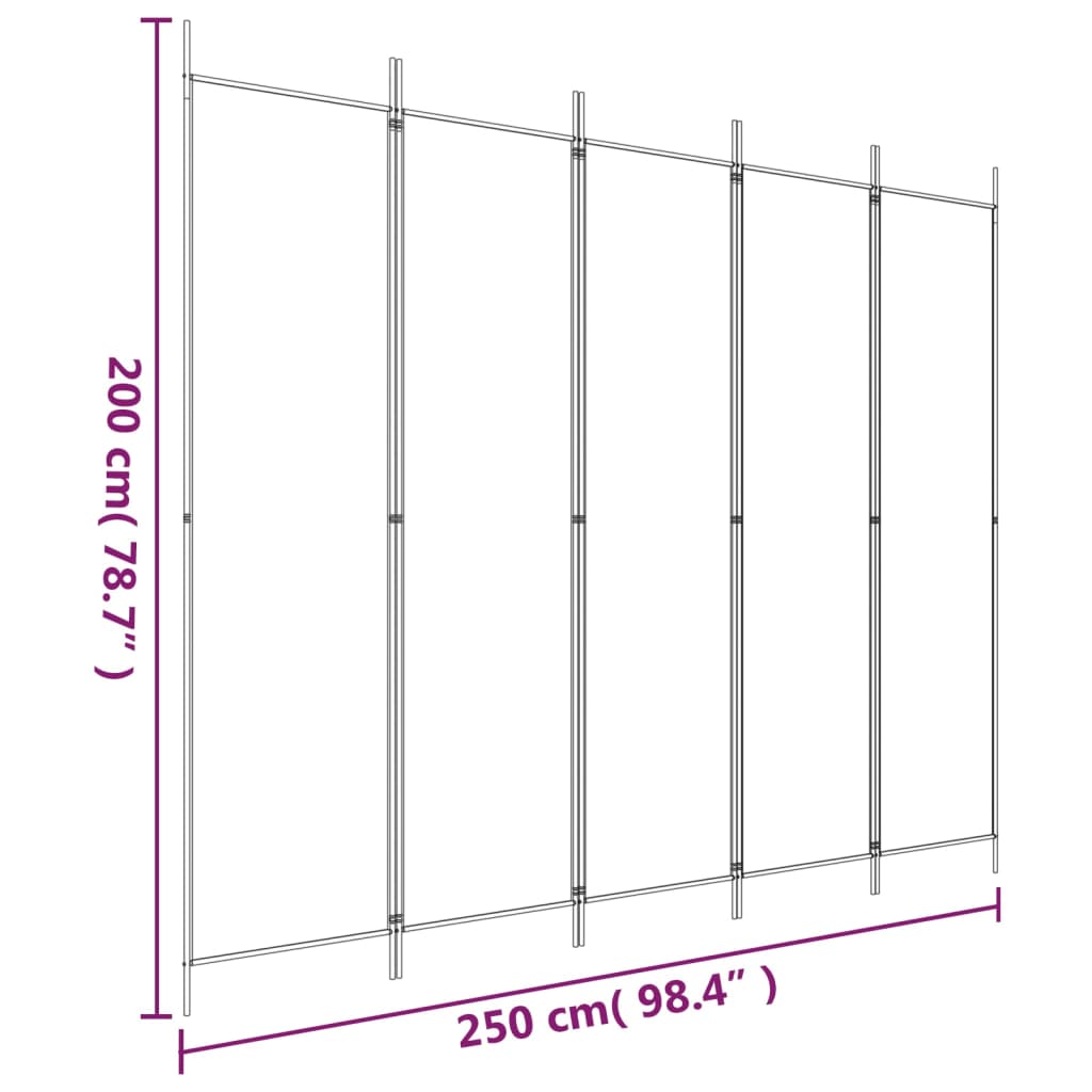 vidaXL 5-Panel Room Divider Anthracite 200x220 cm Fabric