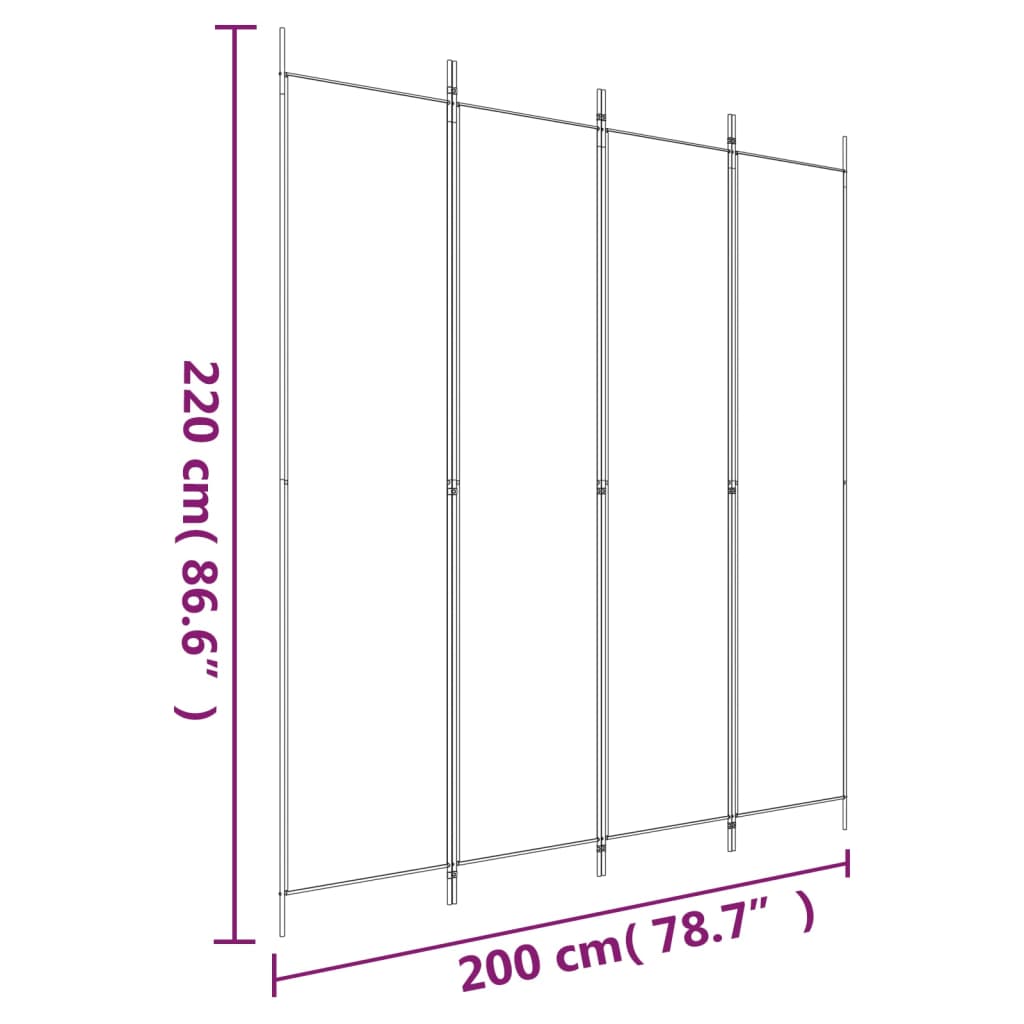 vidaXL 4-Panel Room Divider Anthracite 200x220 cm Fabric